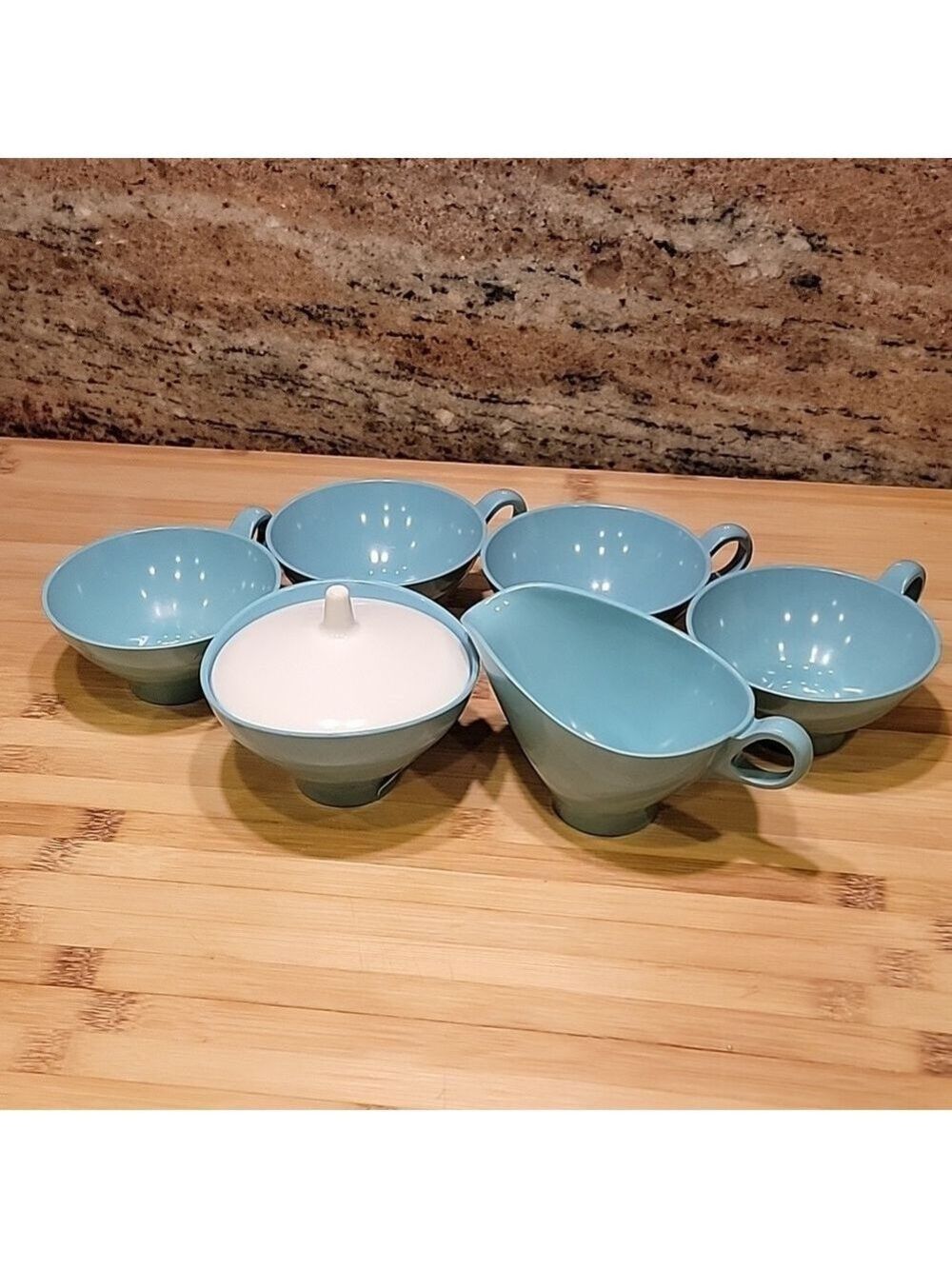 Vintage Boontonware Melamine Melmac Turquoise set - Picture 2 of 5